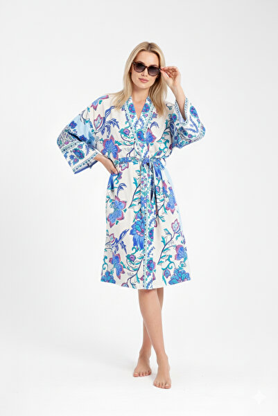 MoveBeach Desenli kaftan kimono & pareo kısa boy