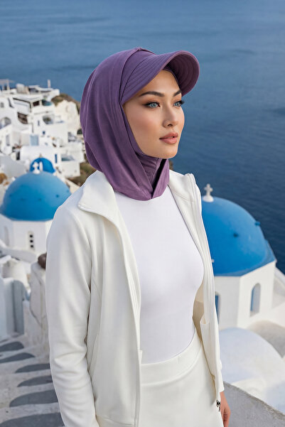 Aisha's Design Siperlik ve Kapatıcı Özellikli Penye Kadın Hazır Bone,B-88P,Mor 2