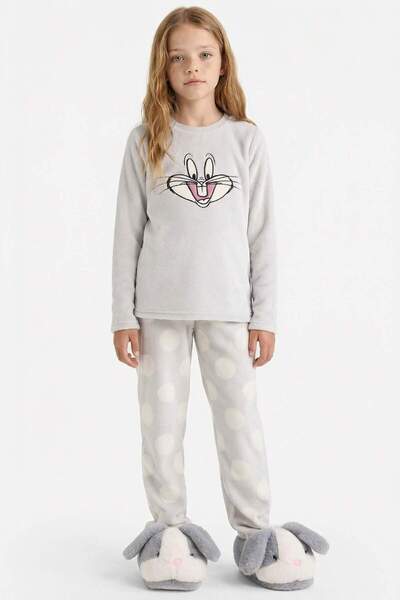 DeFacto Set de pijamale Looney Tunes pentru fete - Set de pluș, mâneci lungi,...