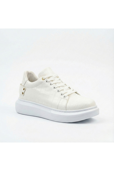 BESKAR حذاء رياضي رجالي كاجوال من الجلد الأبيض الأصلي KB047 - مريح للمشي