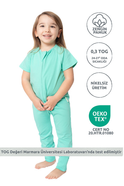 Zuppers كيس نوم صيفي للأطفال باللون الأخضر النيل - كم قصير، 0.3 TOG