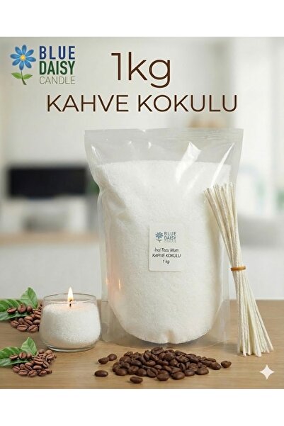 BlueDaisyCandle 1 Kg BEYAZ KAHVE kokulu Inci Tozu Mum ( 25 Adet 20 Cm Fitil I...