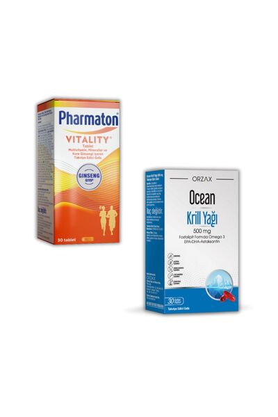 Pharmaton Vitality 30 Tablets and Ocean Krill Oil 500 Mg 30 Capsules