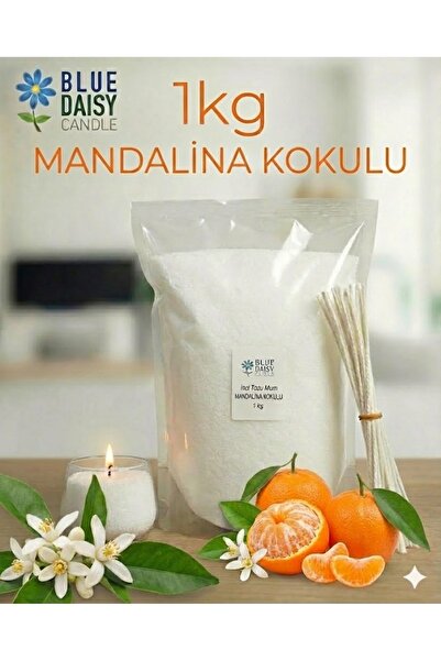 BlueDaisyCandle 1 Kg BEYAZ MANDALİNA kokulu Inci Tozu Mum ( 25 Adet 20 Cm Fit...