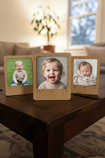 samsunlazer Ahşap Instagram Tasarımlı Çocuk Fotoğraf Çerçevesi – Masa Üstü De...