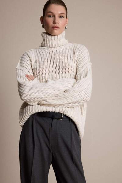 DeFacto Oversized Wide Fit Turtleneck Knitwear Sweater G4633Ax25Wn