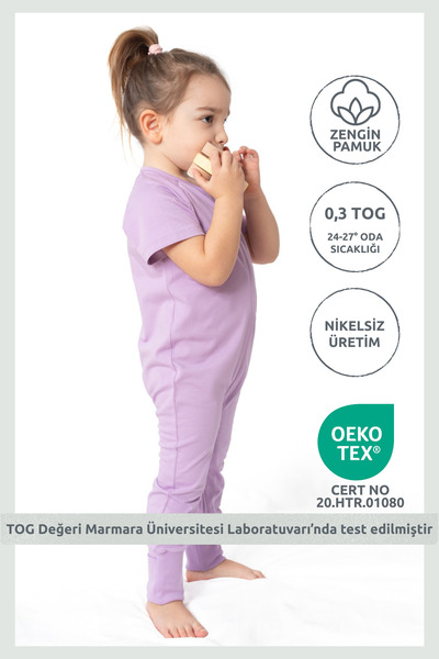 Zuppers حقيبة نوم صيفية للأطفال بأكمام قصيرة أرجوانية