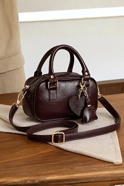 Moon Çanta Seya Women's Shoulder Bag Burgundy – Stylish Mini Design, Daily Ba...