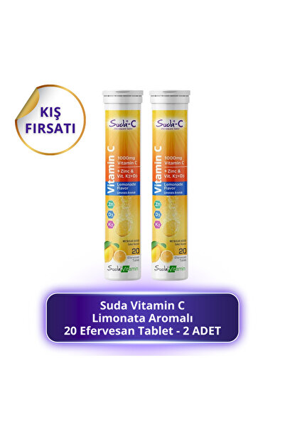 suda Vitamin C Limonata Aromalı 20 Efervesan Tablet - 2 ADET