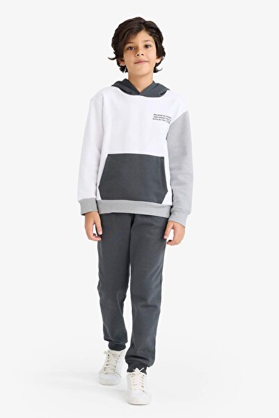 DeFacto Boy's 2-Piece Set Printed Hooded Sweatshirt Jogger Sweatpants C8316A8...