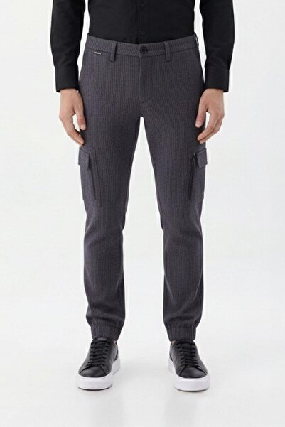 Sabri Özel Erkek Regular Fit Normal Kesim Dokuma Kumaş Lastikli Paça Kargo De...