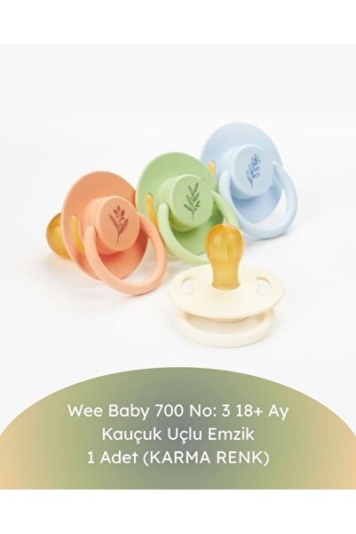 Wee Baby 700 No: 3 18+ Ay Kauçuk Uçlu Emzik 1 Adet (KARMA RENK)