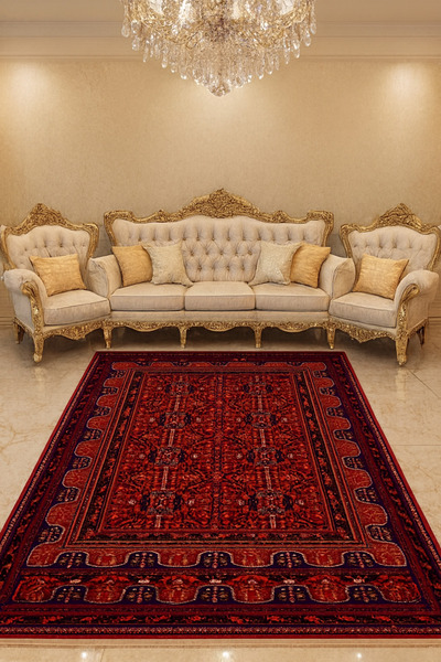 HALI SARAY CONCEPT Yün Halı Uşak Afgan 1.kalite Saf Yün Özel Dokuma Halı Bord...