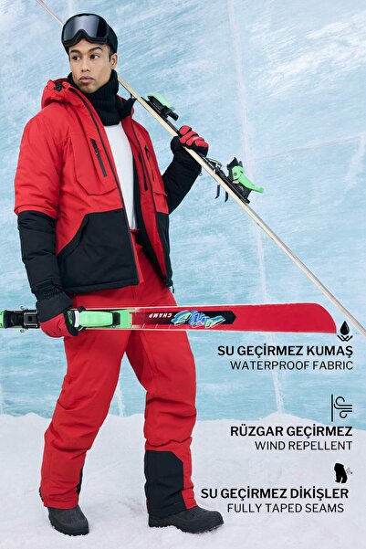 DeFacto Water Repellent S Slim Fit Slim Fit K Hooded Zippered Ski Jacket F379...