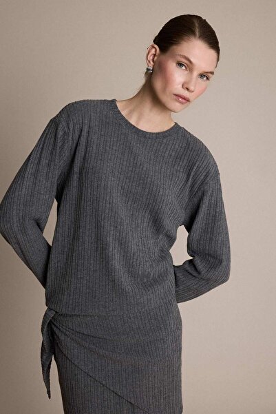 DeFacto Μπλουζάκι με μακρυμάνικο ριγέ μπλουζάκι Relax Fit κοτλέ πλέξη ριμπ G6...