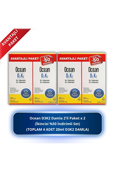 Orzax Ocean Vitamin D3k2 Damla 20 Ml 2'li Avantaj Paket 2 Adet