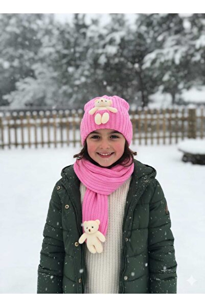 ÖRZİ Kids Beret and Teddy Bear Scarf Set
