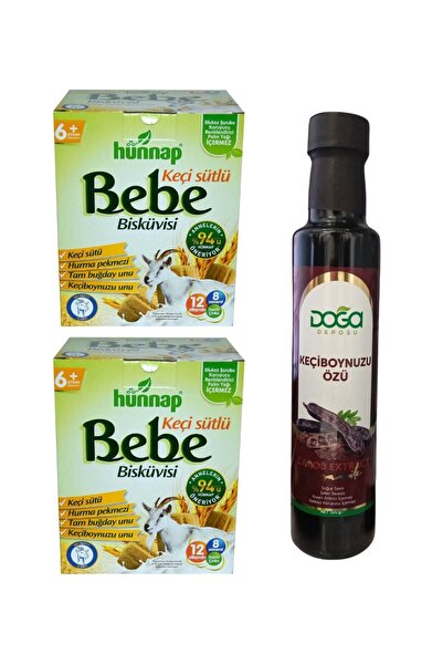 Hünnap 2 Adet Bebe Bisküvisi Keçi Sütlü 400gr + Keçiboynuzu Özü 320gr