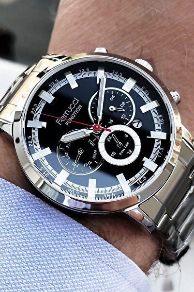 Ferrucci ساعة يد رجالية 3 أتم مقاومة للماء سوار فولاذي فضي اللون FRE2032C1