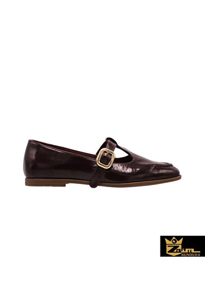 Zaim Kundura حذاء نسائي من الجلد الأصلي باللون العنابي 505320085-1