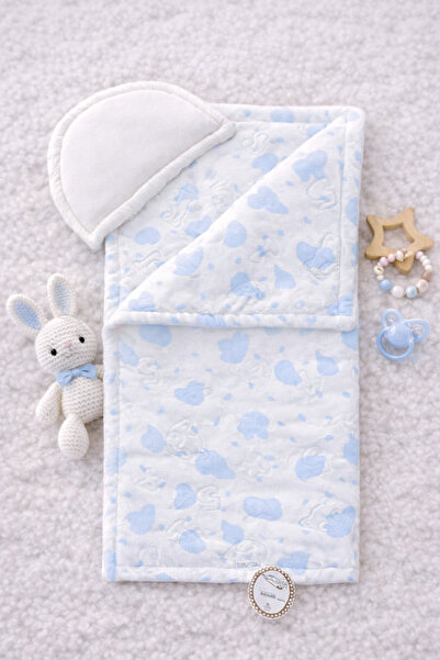 Tomuycuk Baby Boy Blue Blanket - Double Sided Newborn with Quilt and Pillow