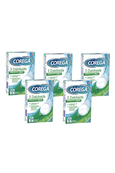 Corega 3 Dakikada Temizleyici 30 Tablet 5'li