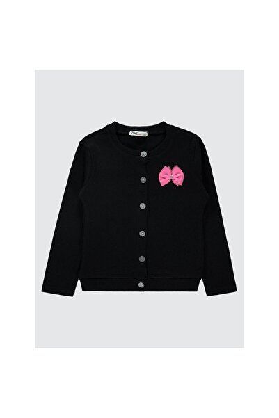 Civil Girls Cardigan with Bow Collar for 6-9 Years Old - Black 8-9 Years Old