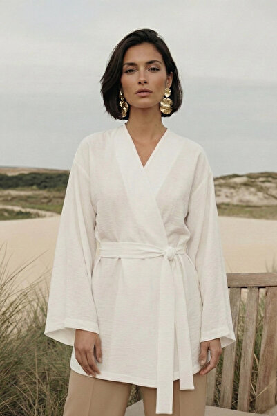 PASTELASTORE Kimono de damă din țesătură naturală de viscoză, cu buzunare și ...