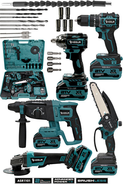 ASSUR Profesyonel 21v Akülü 5'li Set Taşlama Kırıcı Delici Hilti Somun Sıkma ...