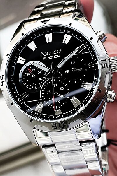 Ferrucci Function Erkek Kol Saati 3 Atm Su Geçirmez Gümüş Renk Çelik Kordon E...