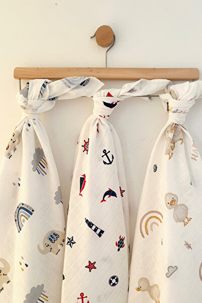 COOLMINIES Çok Amaçlı Müslin Örtü 3’lü Set, Müslin Yenidoğan Bebek Battaniyes...