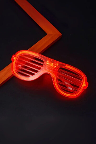 ReilaParty Kırmızı Neon LED Işıklı Panjur Şerit Parti Gözlüğü - 3 Modlu Glow ...
