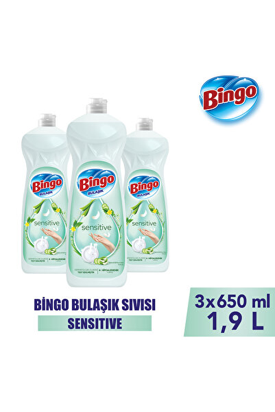 Bingo Sıvı Elde Bulaşık Deterjanı Sensitive 650ml X 3 Adet