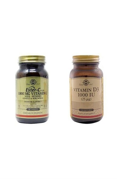 Solgar D3 1000 Iu و Ester C 1000 ملغ - 100 كبسولة و 60 تيرابايت