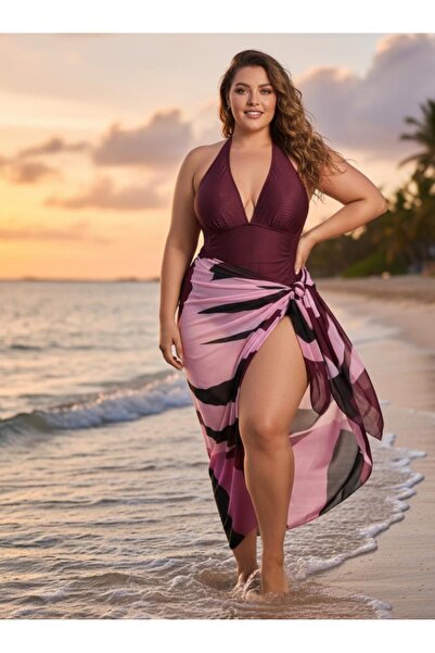 sheinden ΜΕΓΑΛΗ ΜΕΓΕΘΟΣ JUMPSUİTE ΤΟΥΛ ΦΟΥΣΤΑ ΜΑΓΙΟ ΣΕΤ PAREO