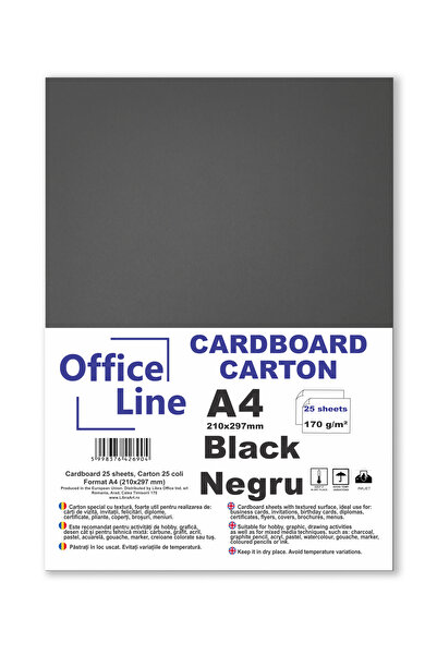 Officeline Carton A4 170gr Popset negru top.25 coli