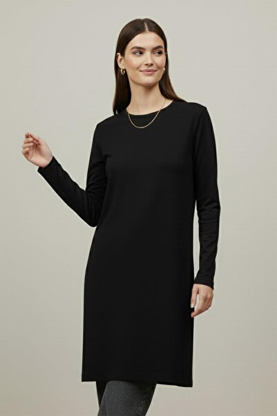 Puane Women's Straight Cut Long Sleeve Tunic - 40021Tun - Black