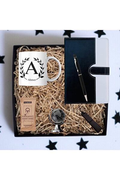 MARMORİ AJANDALI KALEMLİ İSİM YAZDIRILABİLİR KUPALI KAHVLİ I DÖNEN DÜNYA KÜRE...