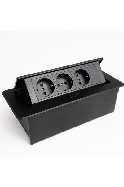 Adsinio Priză încorporată, Adsinio, 3 Schuko, 16A, 50/60Hz, 220-240V, Negru