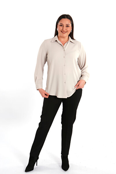 Metpoint Trend42plus Basic Μπεζ πουκάμισο μεγάλου μεγέθους