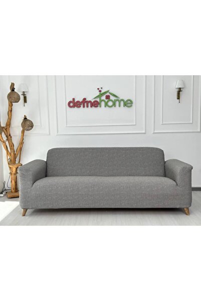 defnehome collection Döşemelik Kumaş Düz Keten Lastikli Kayma Yapmayan 3 Kişi...