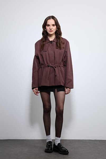 Antioch Burgundy Short Trench Coat with Adjustable Waist