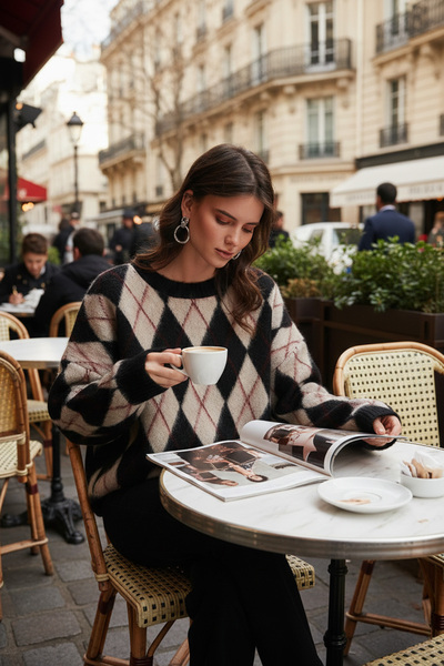 Lela Πουλόβερ με μαλακή υφή με λατομένο σχέδιο με λαιμόκοψη Oversize Fit 4616223