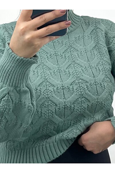 NİSUM MODA Braided Turtleneck Knitwear Sweater