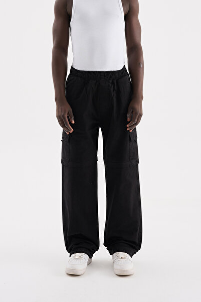Machinist Erkek Denim Kargo Pantolon Siyah