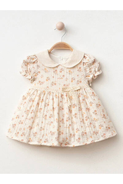 Lumia Baby فستان بناتي مزين بالزهور مع تفاصيل ياقة