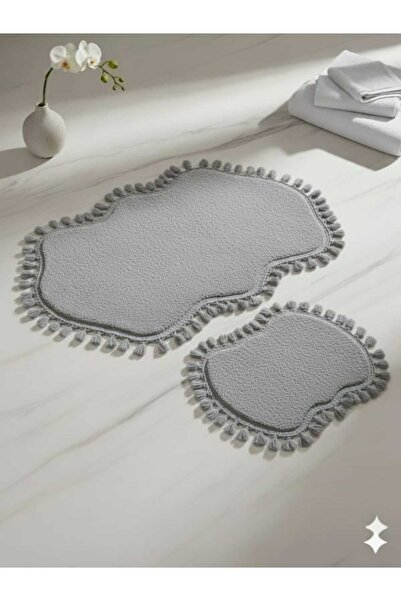 ALTUN CARPET Комплект от 2 плюшени постелки за баня с помпон и ресни - 40x50+...