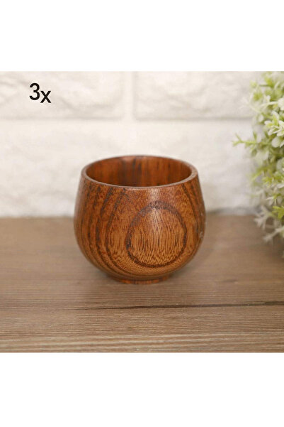 co arma Set of 3 elegant wooden Arabic coffee cups, 50 ml