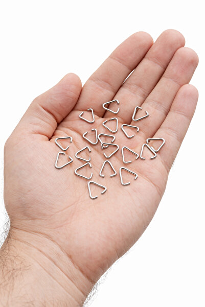 FlowerAksesuar 100 ADET - 11x14 mm ÜÇGEN HALKA, V HALKA, ANAHTARLIK HALKASI, ...