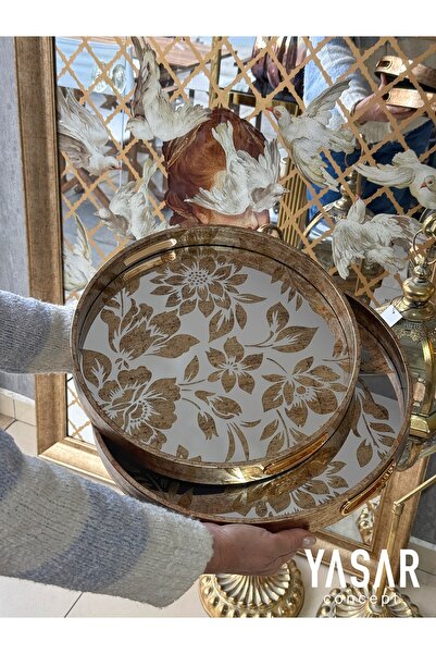 YASAR CONCEPT Lussara Mirrored Tray Set